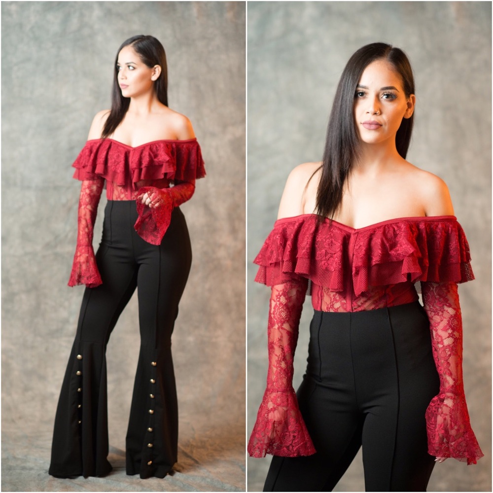 Red off the shoulder Bodysuit